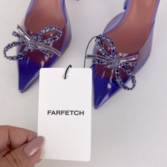 Amina Muaddi Rosie Crystal-Embellished Transparent Slingback Pumps. Size:37. NIB - Picture 13 of 17